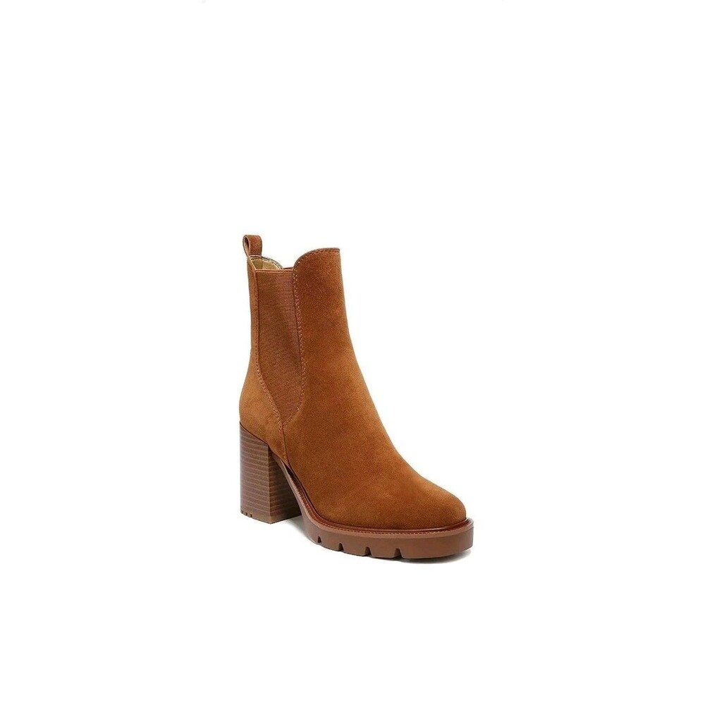 Sam Edelman Rollins Frontier Brown Suede Block Heel Chelsea Boots Size 11 M